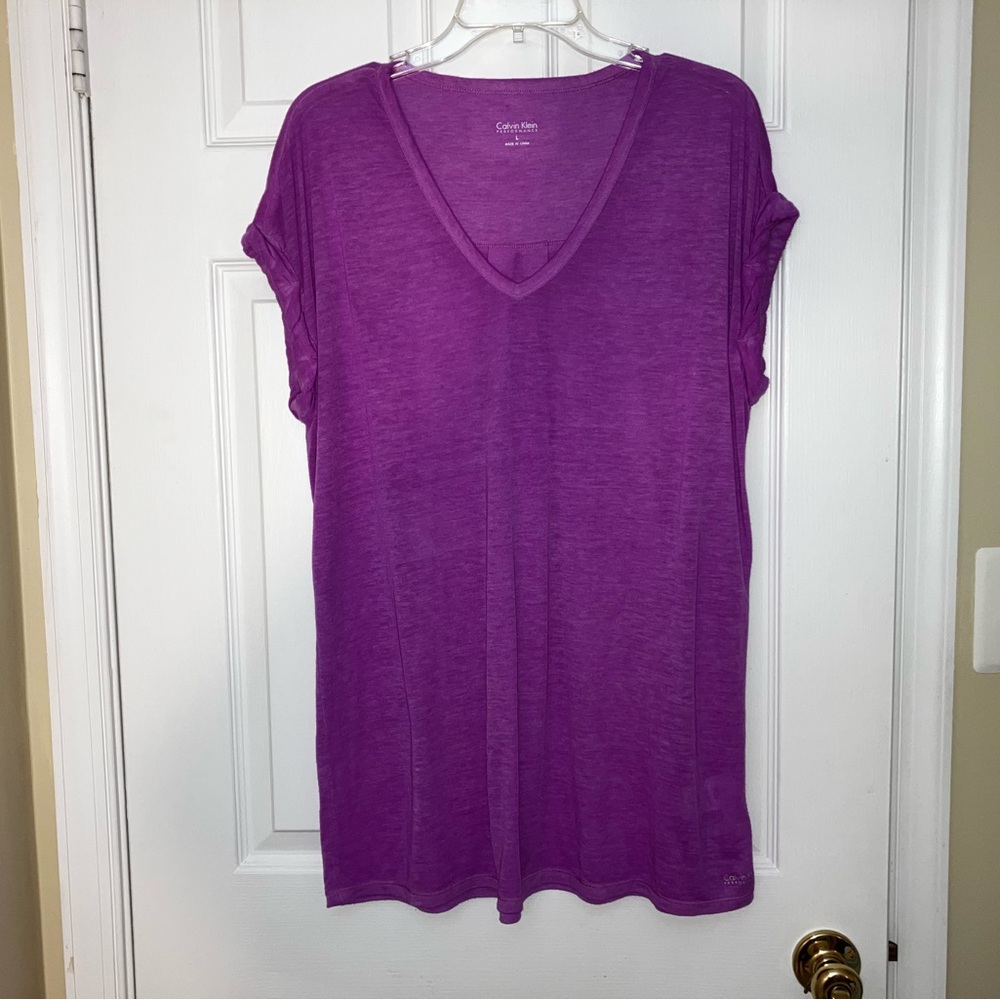 Calvin Klein Performance Purple is Cap Sleeve Relaxed T-Shirt